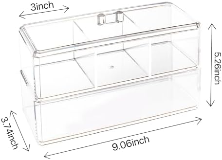 2Layer Hair Accessories Organizer for Girls, Acrylic Hair Tie Organizer for Headband, bows, Hair Clip, Cotton Swab Organization, Hair Clip Holder, Hair Organizer Storage with Lid - Image 3