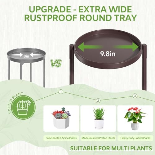 7 Tier Large Plant Stand Indoor Outdoor, 10 Inch Tray, Bronze - Image 3