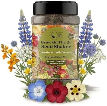 Wildflower Seed Shaker, Northwest USA, Annual & Perennial, 60K+ Seeds, 2 oz by GevaGrow