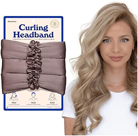 RobeCurls Original Heatless Hair Curler Set with 2 Scrunchies - Patented Satin Curling Headband with Wire Hold for Heatless Curls Overnight - Gentle Hair Curlers to Sleep In for Women & Kids, Mauve by RobeCurls