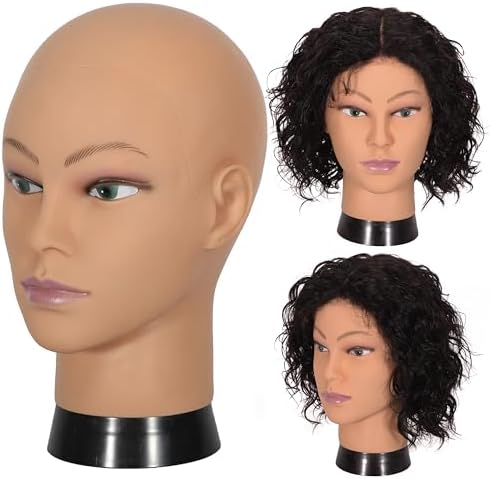 Bald Mannequin Head Stand Professional Cosmetology Wig Training Head for Wig Making and Display Hat Glasses Scarf Jewelry Model Head with Free Clamp - Image 5
