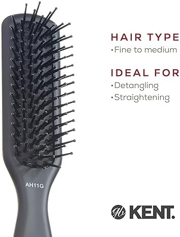 Kent AH11G Airhedz Pro Narrow Pin Hair Brush, Fine Pin Detangler Brush Ideal for Taming and Straightening Non-Scratch for Pain-Free Detangling - Image 6