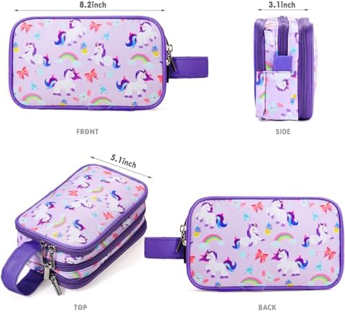 Kids Toiletry Bag for Girls, Travel Toiletry Bag for Little Young Girls Cosmetic Bag Makeup Bag Waterproof Hanging Wash Bag Toddler Toiletries, Unicorn Purple - Image 2