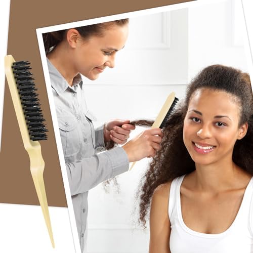 Geiserailie 3 Pcs Slick Back Hair Brush Set Bristle Brush, Beige - Image 5