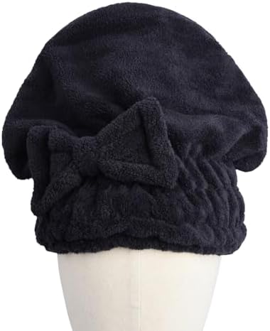 HOPESHINE Microfiber Hair Towel Cap for Women Wet Short or Long Curly Hair Super Absorbent Turbans Anti Frizz Great Gift for Women and Girls (Black, 1) - Image 3