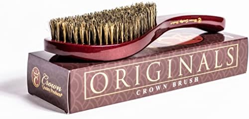 Original Curved 360 Wave Brush, MED-SOFT 100% Boar Bristle, Royal Burgundy by CrownQualityProducts