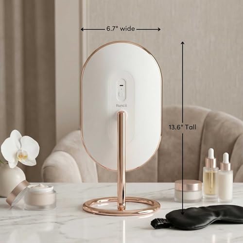 Fancii LED Lighted Vanity Makeup Mirror, Rechargeable - Cordless Illuminated Cosmetic Mirror with 3 Dimmable Light Settings, Dual Magnification - Vera (Rose Gold) - Image 6
