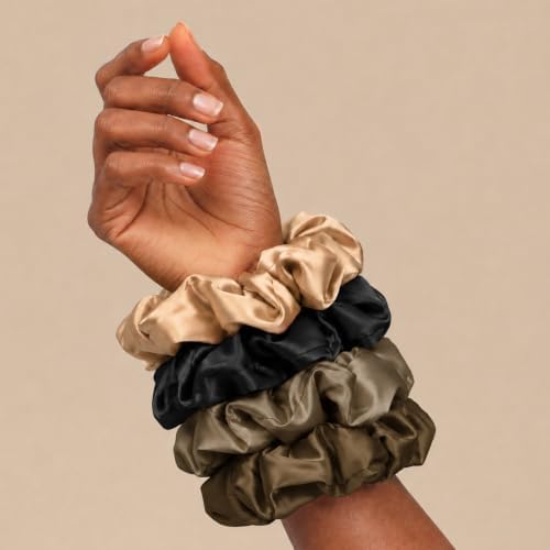 Kitsch Pillow Satin Scrunchies for Women - Black, 4pcs - Image 6