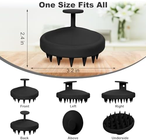 Meartchy Silicone Scalp Massager, Scalp Scrubber for Hair Growth with Soft Bristles, Scalp Exfoliator Brush Dandruff Removal Shampoo Brush for Wet Dry Scalp Care (Black) - Image 2