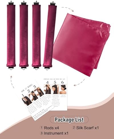 Seritant Heatless Curls Overnight with Satin Head Scarf, Velvet Hair Rollers for Blowout Look, No Heat Curling Rod for Long Thick Hair, Soft Sleep In Flexi Rods - Image 5