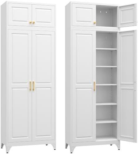 SteeLoong 90”Metal Pantry Storage Cabinet with Doors & 5 Adjustable Shelves by Steeloong