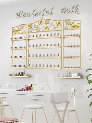 EBANKU Metal Nail Polish Racks, Gold Flower Shape Display Rack Cosmetic Display Case Lipstick Perfume Wall-mounted Shelf Essential Oil Organizer for Home Spa Nail Salon Shop - Image 5