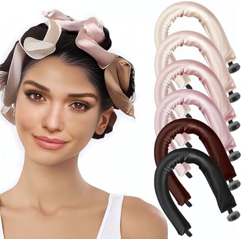6 Pack Heatless Hair Curler, Heatless Curls Overnight for All Hairs Types, Hair Rollers for Blowout Look Long Hair, Curls Satin Jumbo Flexi Rods to Sleep in (Color, A) by kanuoc