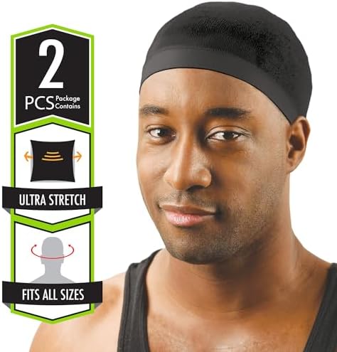 Titan Stocking Wave Cap 2PCS - Skull, Wig Cap Hair Accessories for Men and Women, Sky Blue Color - Image 2