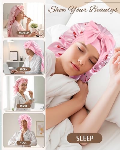 AWAYTR Reversible Long Satin Hair Bonnet for Braids Sleeping Women - Image 6