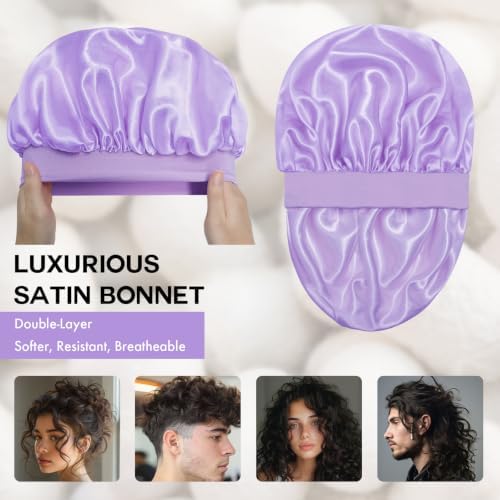 Satin Silk Bonnet for Hair, Double Layer Sleep Cap for Men & Women - Image 2
