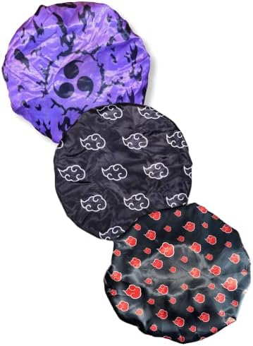 3pcs Silky Design Bonnet with Elastic Soft Band Adjustable Women and Men, Comfortable Satin Fabric (Naru2 Tri) by CrownLimitedSupply