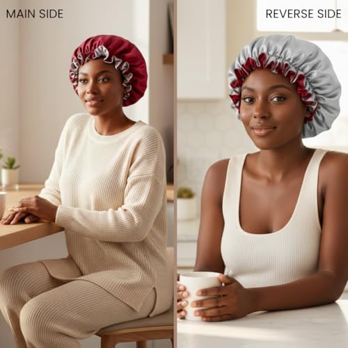 Silk Satin Hair Bonnet for Sleeping Reversible - Image 2