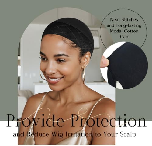 Wig Caps with Grip Band to Hold Wig in Place, Black 2 PCS - Image 4