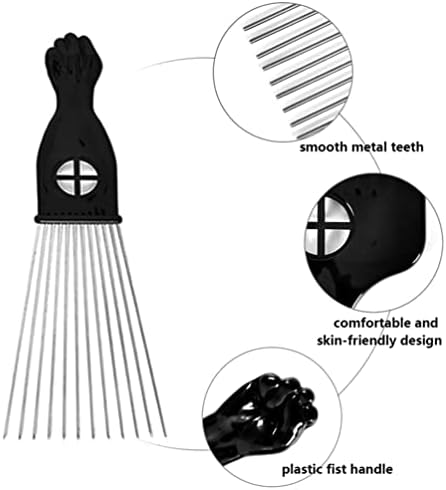 MODSIGHT Afro Pick for Curly Hair, 3 Pack Metal Hair Comb for Hair Styling Women/Men, Black (Plastic, Metal) - Image 7