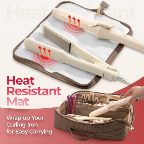 Drak Brown Heat Resistant Case with Mat Pouch for Hair Tools - Image 3