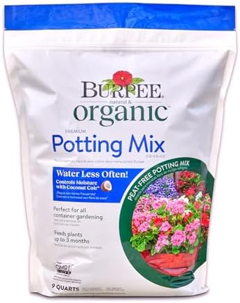 Burpee, 9 Quarts | Premium Organic Potting Natural Soil Mix Food Ideal for Container Garden-Vegetable, Flower & Herb Use for Indoor Outdoor Plant by Burpee