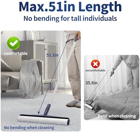 13.8in Large Big XL Jumbo Lint Roller for Floor with Long Handle, Mega Sticky Rollers Pet Hair Remover for Carpet, Bed,Couch，Furniture, Walls, Bathroom & Hair Collector Cleaner with Dog Cat Fur - Image 5
