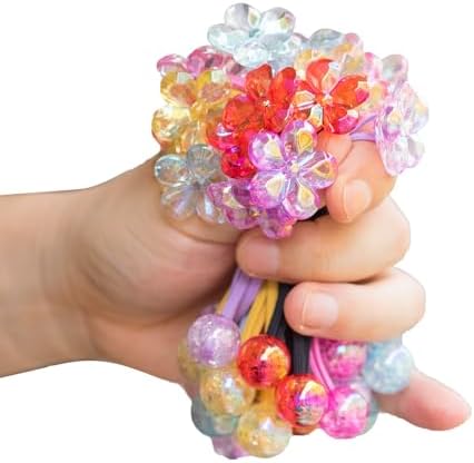 24PCS Ball Charm Hair Ties for Little Girls, Camellia Bubble Ponytail Holders Elastic Bands Hair Accessories for Kids Children Girls(6 Colors) - Image 2