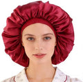 INOGIH Black Silk Satin Bonnets for Women Men Wide Band Hair Wrap Cap for Curly Hair Shower Cap for Sleeping by INOGIH