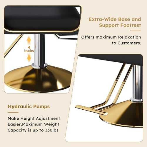 KEIKI Hydraulic Salon Chair, 360° Swivel Barber Chair with Pump, Black Gold - Image 4