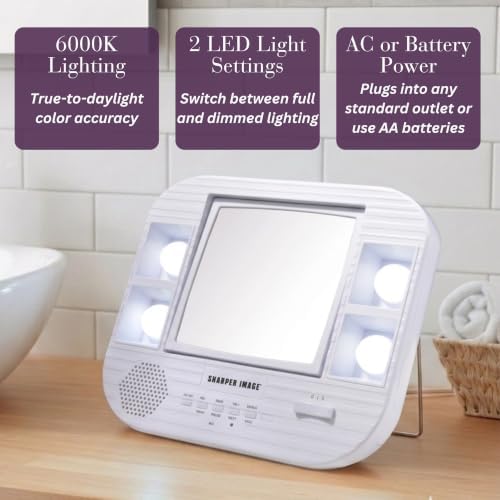 JERDON Lighted Makeup Mirror with 5X Magnification - White - J1025 - Image 6