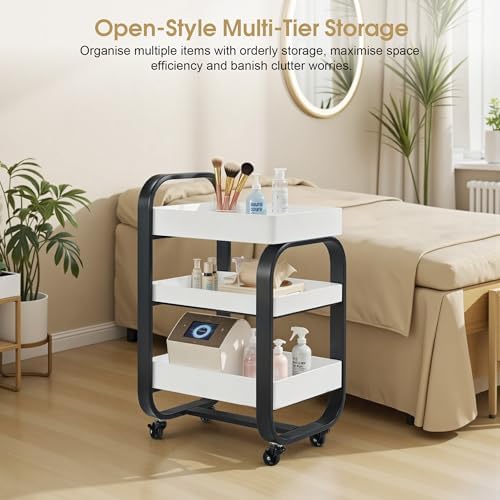 BarberPub 3-Tier Salon Trolley Cart with Locking Wheels Black 2085 - Image 5