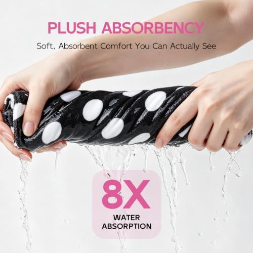 Years calm XL Microfiber Hair Towel Wrap for Women, Polka dots - Image 4