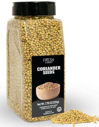 Fresh Finest Coriander Seeds Whole - Kosher, Natural and Freshly Packed spices Best for Cooking and Food Flavoring 7.76oz (220g) by FreshFinest