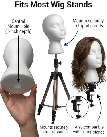 Female Styrofoam Mannequin Head Model - Wig/Hat Display Stand - Art Work Painting Novelty - Foam White by LIAMTU - Image 5