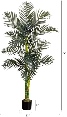 Nearly Natural 6ft Golden Cane Palm Tree, Artificial Double Stalk with Lifelike Leaves, Bendable Branches, Includes Nursery Planter, Ideal for Indoor Decor, Vibrant Green - Image 2