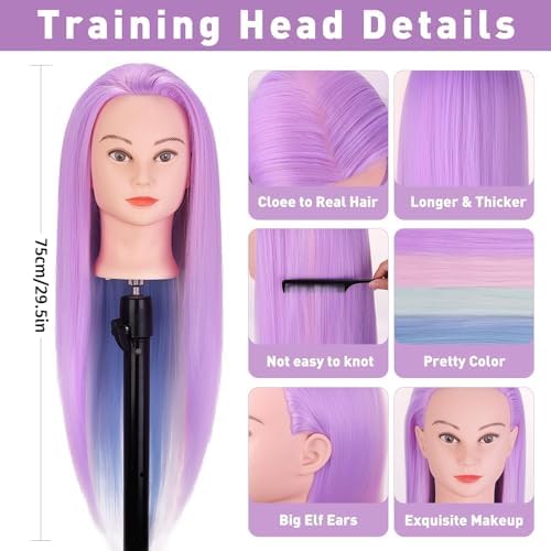 Mannequin Head, TopDirect 29" Hair Mannequin with Cosmetology Hair Doll Head to Practice on Styling Hairdressing Training Braiding with Clamp Holder & Tools for Women Girls - Image 5