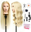 80% Mannequin Head Human Hair,26"Real Hair Cosmetology Mannequin Manikin Head Hair Styling Hairdressing Practice Training Doll Head with Clamp Holder and Tools(Blonde Hair Brown Eyes) by TopDirect