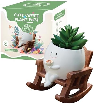 Smiley Face Planter Pot, Cute Coffee Plant Pots for Indoor Outdoor by Yiilead