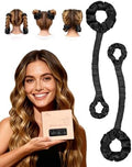 BONNET QUEEN 2 Pack Medium Satin Heatless Hair Curler for Medium to Long Thick Hair, Heatless Curls Overnight, Hair Curlers to Sleep In, Damage-Free Waves with Built-in Scrunchie, Black by BonnetQueen