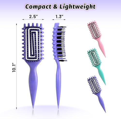 Curly Hair Brush Defining, Vented Curl Defining Brush for Effortlessly Detangling Shaping and Styling Women's Men's Curls on All Wet or Dry Hair Types, Reduces Frizz (Purple) - Image 5