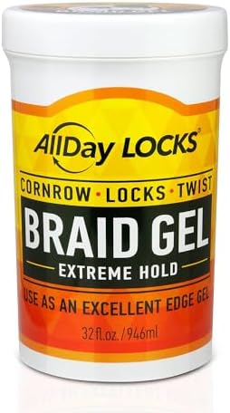 AllDay Locks Braid Gel Extreme Hold, Moisturizing Edge Control, 32 Oz Jar by AllDayLOCKS
