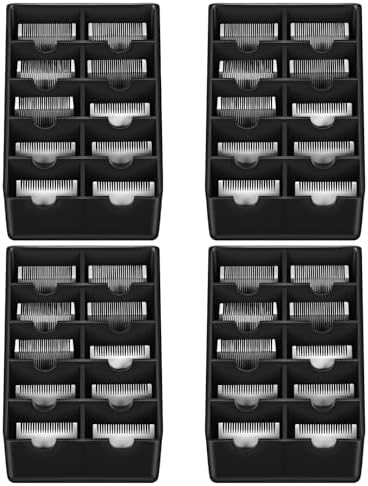 4 Pack Black Clipper Blade Holder 10 Slot Clipper Razor Blade Rack Storage Tray Caddy Grooming and Barber Holder Organizer Case and Stylist Station Accessories by Yiyiring