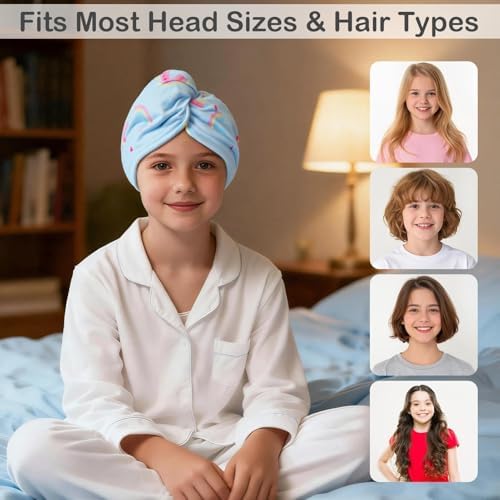 Microfiber Hair Towel Wrap for Kids Girls, Quick Dry Towel, 2 Pack - Image 4