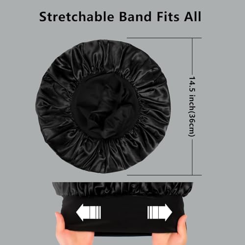 2pcs Bonnets for Men, Double Layer Hair Bonnet Satin Bonnet for Women Curly Hair Braids - Image 3
