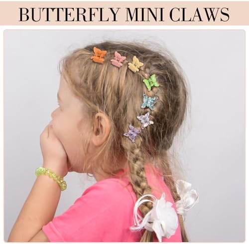 128Pcs 0.6In Mini Butterfly Hair Claw Clips for Toddler Baby Girl, Colorful - Image 5