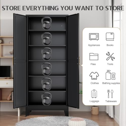 GAIOUS 75.2" Tall Storage Cabinet,Metal Pantry Storage Cabinets with 2 Door - Image 3