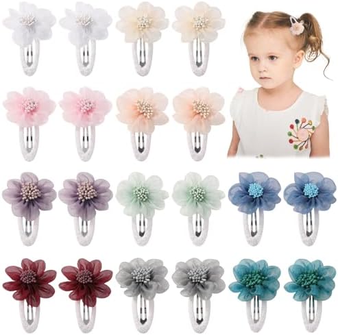 YHXX YLEN 20PCS Chiffon Flower Hair Clips Handmade Wrapped Snap Hair Clips by YHXXYLEN