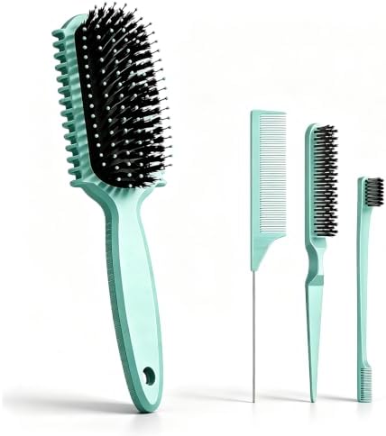 Curl Defining Brush, Curly Hair Brush, Slick Back Hair Brush, For Combing and Shaping Curls in All Hairstyles to Reduce Pulling (Green) by Unknown