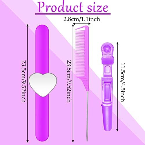7 Pcs Hair Braiding Tools Set, Magnetic Wristband, Purple - Image 2